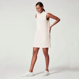 SPANX Airessentials Mockneck Sleeveless Mini Dress Size L Powder Sheath Pockets
